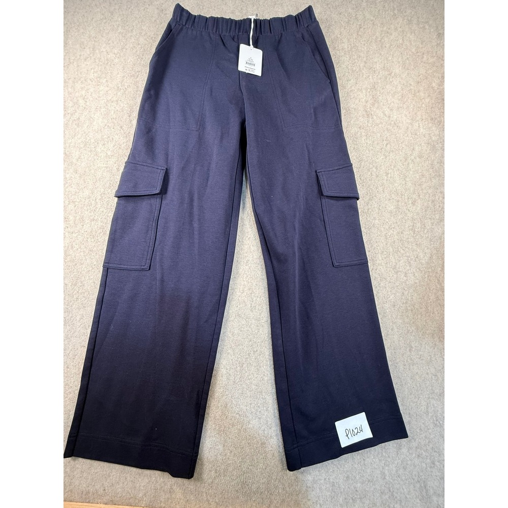Free Assembly Navy Blue Cargo Sweatpants Wide Leg Knit Pants Small 4-6 NEW